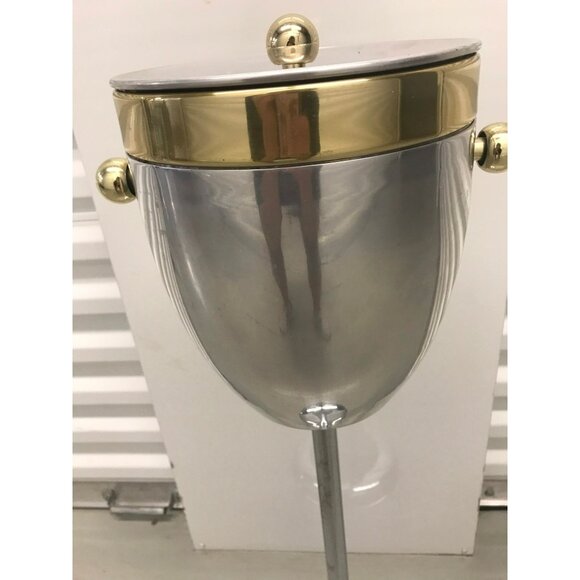 Vintage Art Deco Standing Champagne Wine Ice Cooler Brass & Aluminum 30" Tall - Picture 5 of 10